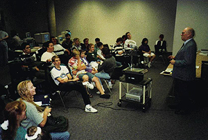 James Tillman lectures on the feasibility of an expidition to Mars to the enthusiastic group of DO-IT Scholars.