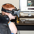 A student uses a virtual reality headset.