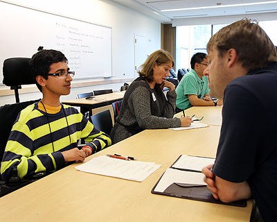 Image of a participant being interviewed