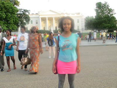 Photo of DO-IT Scholar Sara Teshome in front of the White House