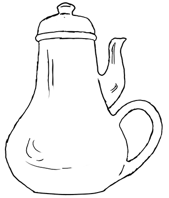 a teapot with the handle and spout on the same side